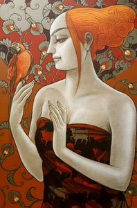 Lady with parrot