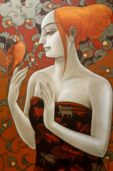 Lady with parrot